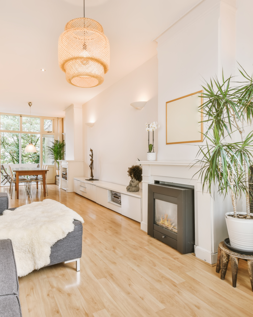 Bright, staged living room in a Tampa Bay home for sale
